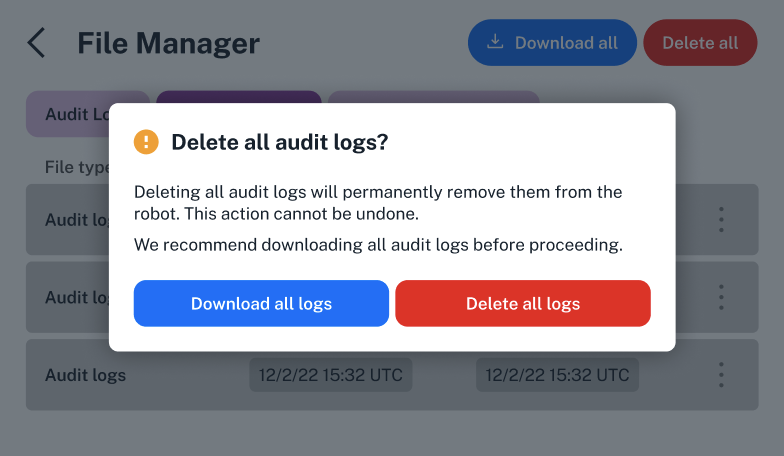 Delete audit logs.
