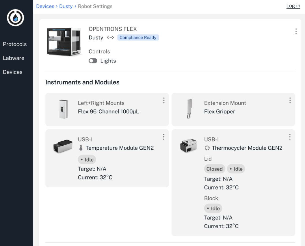 Devices page before login.