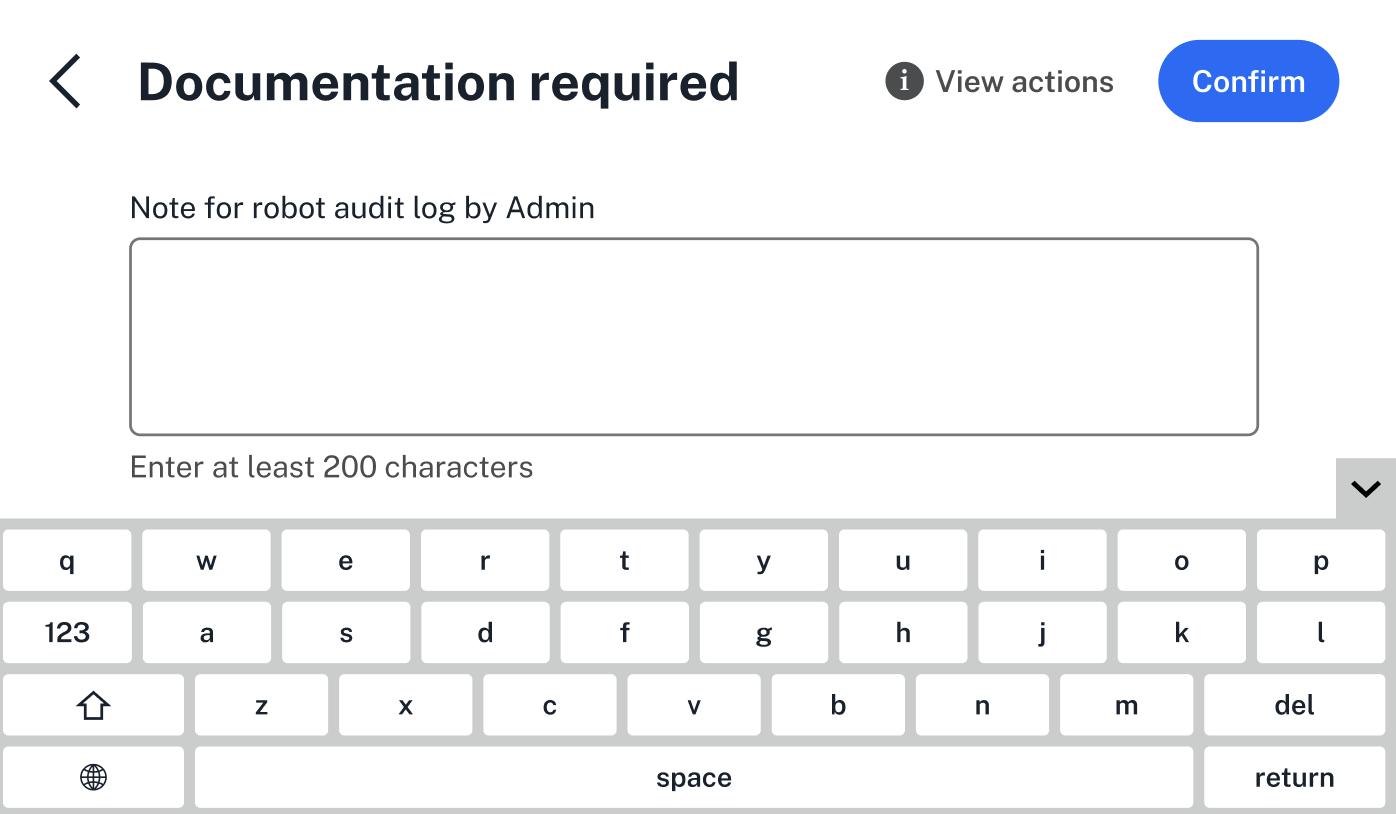 Image showing an open keyboard for documentation on the Flex touchscreen.