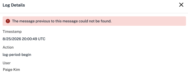 Failing log entry in the log verifier app includes a failing message.