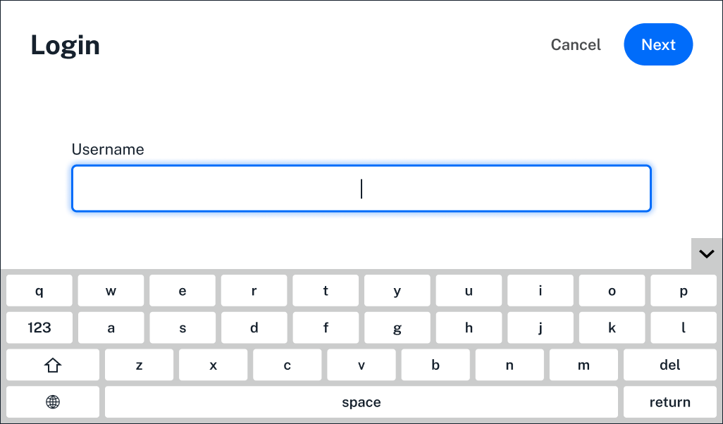 Log in on the Flex touchscreen.