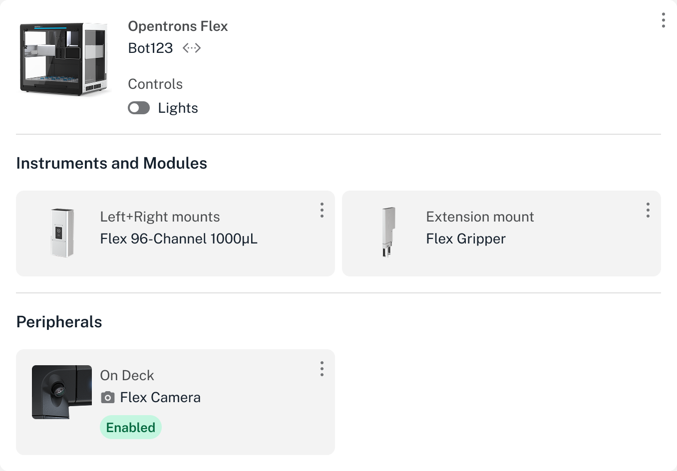 Details page showing enabled camera